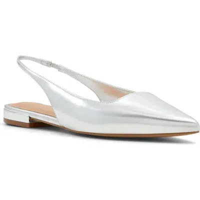 Aldo Flynne Slingback Pointed Toe Flat In Silver Metallic