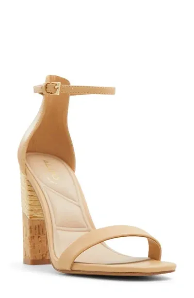 Aldo Hazelia Ankle Strap Sandal In Dark Beige Smooth