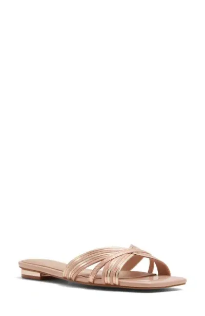 Aldo Lota Slide Sandal In Bone Metallic