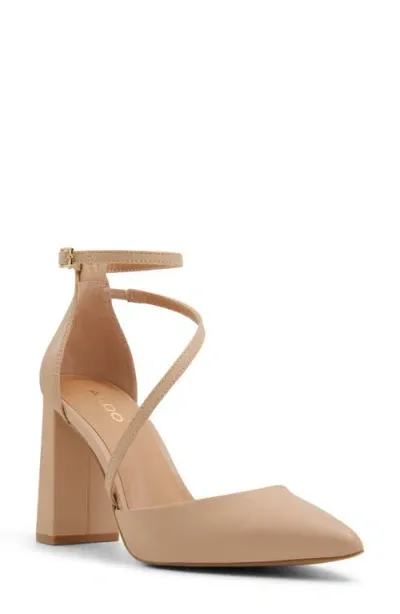 Aldo Milley Ankle Strap Pointed Toe Pump In Bone