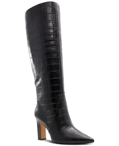 Aldo Women's Cadigoder Pointed-toe Croc Knee High Boots In Brown