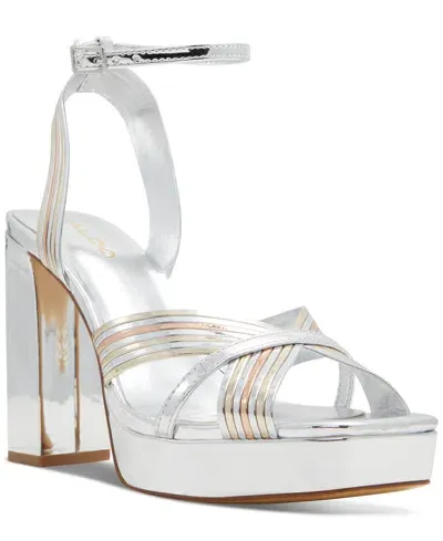 Aldo Women's Nadie Strappy Platform Dress Sandals In Silver Multi