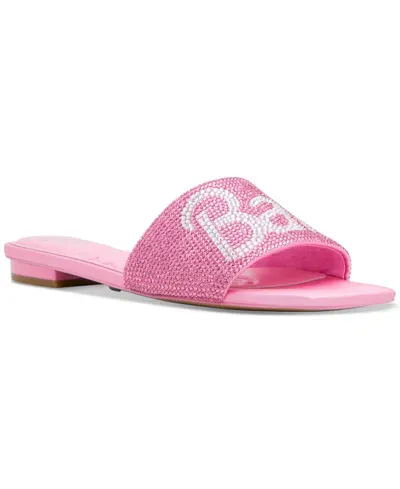 Aldo X Barbie Ville Slide Sandal In Pink Satin,rhinestone