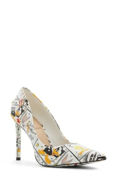 Aldo X Looney Tunes Stessy Pointed Toe Pump In Epi White