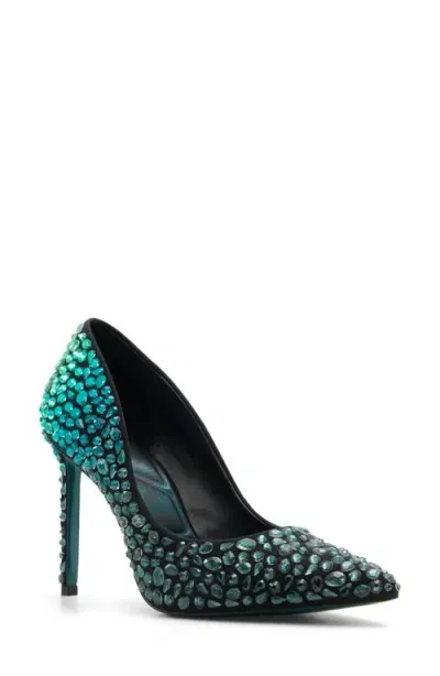 Aldo X Wicked Women's Thegreenelixir Pointed-toe Rhinestone Pumps In Black,dark Green Ombre Rhinstone