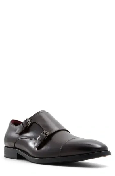 Aldo Zigof Cap Toe Double Monk Strap Shoe In Dark Brown