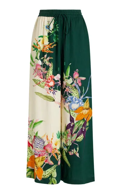 Alemais Aggie Printed Linen-blend Wide-leg Pants In Multicolor