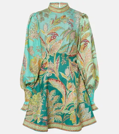 Alemais Franca Printed Linen Minidress In Multicoloured