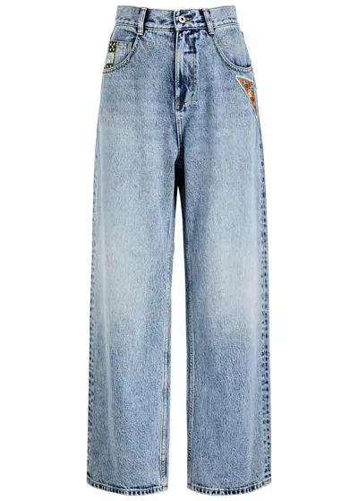 Alemais Jackpot Embroidered Straight-leg Jeans In Blue