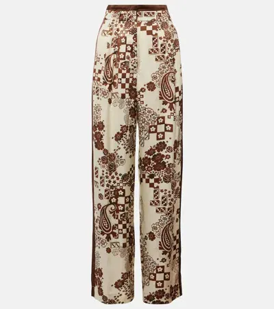 Alemais Printed High-rise Wide-leg Pants In White