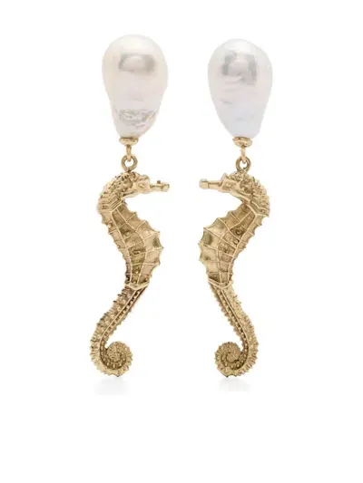 Alemais Seahorse Pearl Earrings In Gold