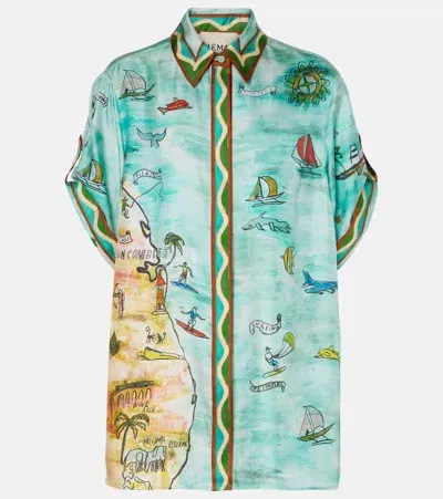 Alemais Swell Printed Silk Twill Shirt In Multicolor