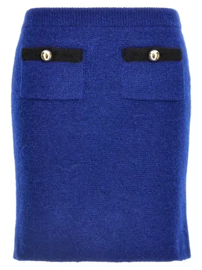 Alessandra Rich Alpaca Mini Skirt In Blue