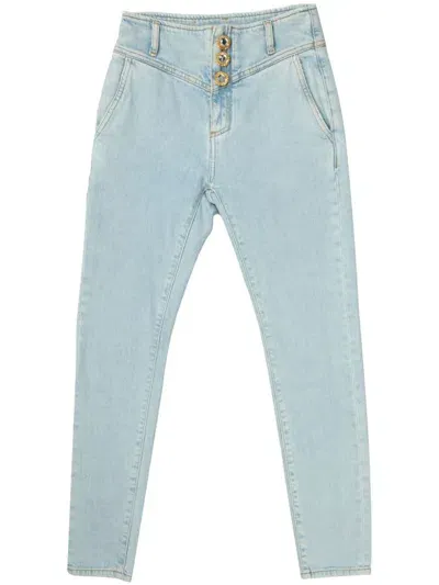 Alessandra Rich Appliqué Skinny Jeans In Blue