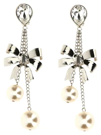 Alessandra Rich 'bow' Earrings In Silver