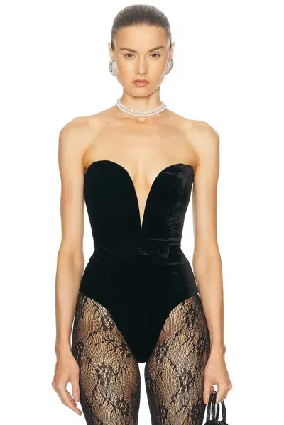 Alessandra Rich Bustier Bodysuit In Black