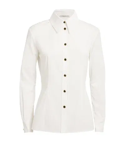 Alessandra Rich Cotton Poplin Shirt In White