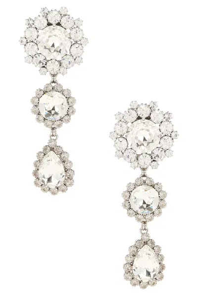 Alessandra Rich Crystal Drop Earrings In Crystal & Silver