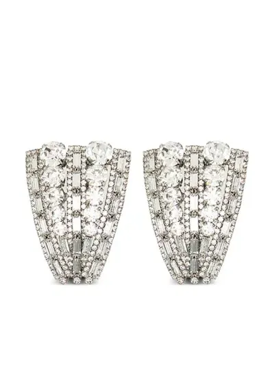 Alessandra Rich Crystal Earrings In Grey