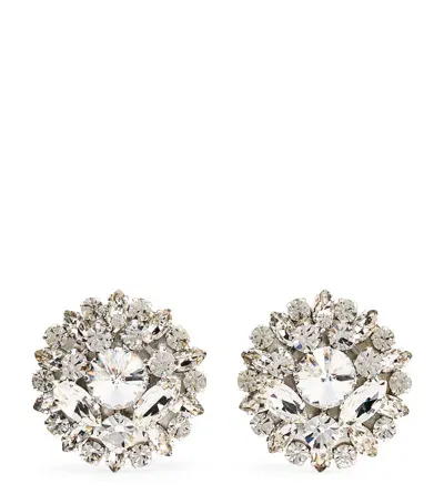 Alessandra Rich Crystal-embellished Clip-on Earrings In Silver