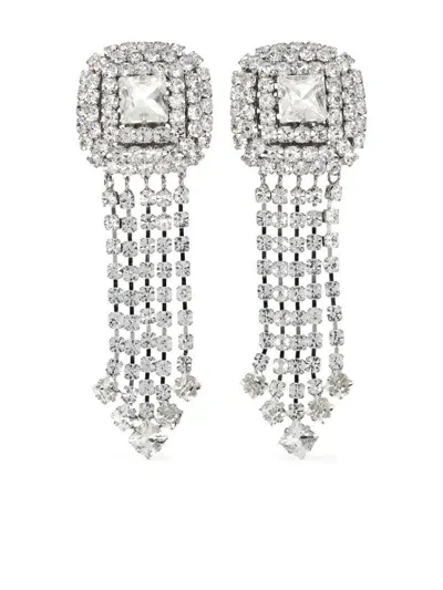 Alessandra Rich Crystal-embellished Drop Earrings In Silver