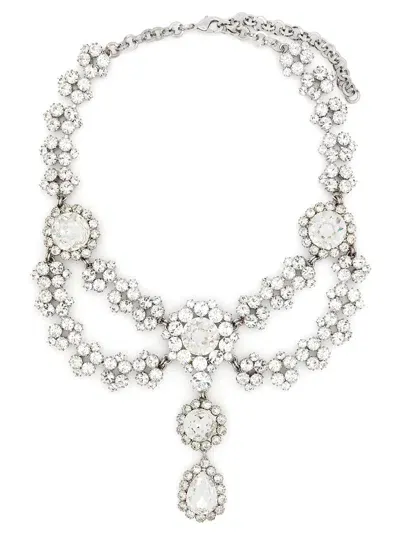 Alessandra Rich Crystal Necklace In Silver