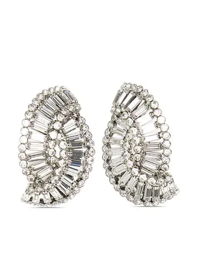 Alessandra Rich Crystal Shell Clip-on Earrings In Metallic