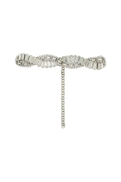 Alessandra Rich Crystal-studded Choker In Silver