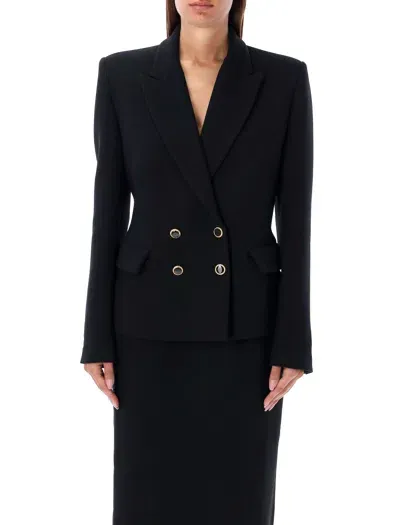 Alessandra Rich Wool Double Breasted Blazer In Black