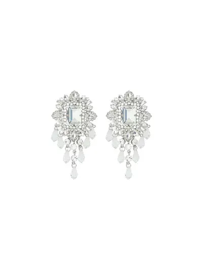 Alessandra Rich Embellished Drop Earrings In Silver