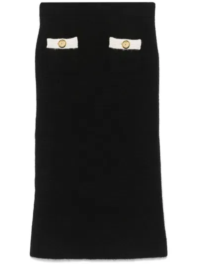 Alessandra Rich Knitted Midi Skirt In Black