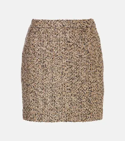 Alessandra Rich Lamé Tweed Miniskirt In Gold