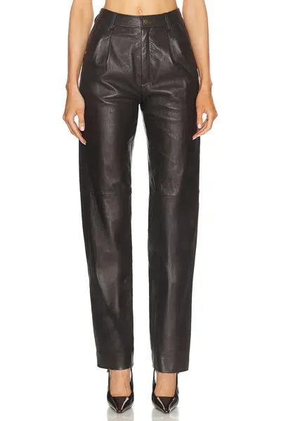 Alessandra Rich Leather Trouser In Brown