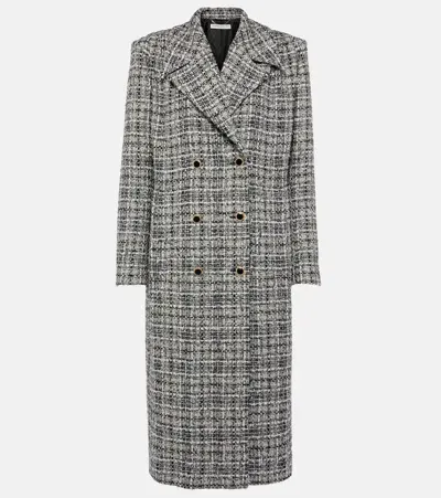 Alessandra Rich Lurex Tweed Coat In White