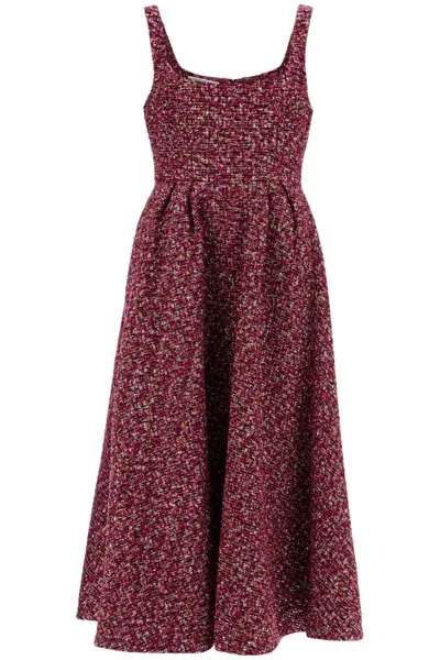 Alessandra Rich Midi Dress In Tweed With Sequ In Purple