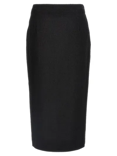 Alessandra Rich Midi Tweed Bouclé Skirt Skirts In Black