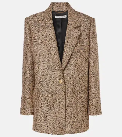 Alessandra Rich Oversized Tweed Lamé Blazer In Braun