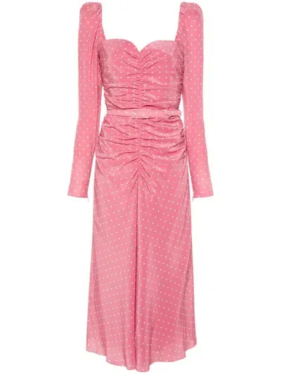 Alessandra Rich Polka-dot Midi Dress In Pink