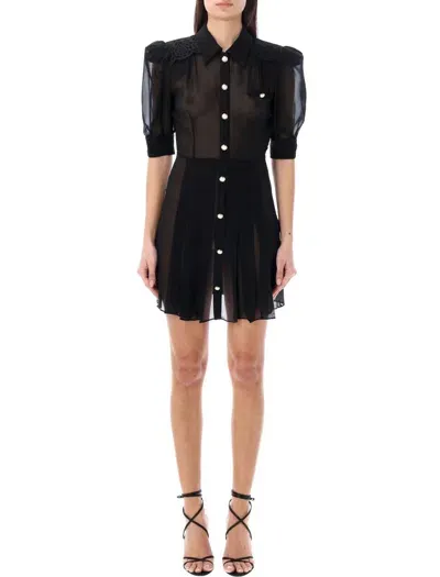 Alessandra Rich Pleated Mini Dress In Black