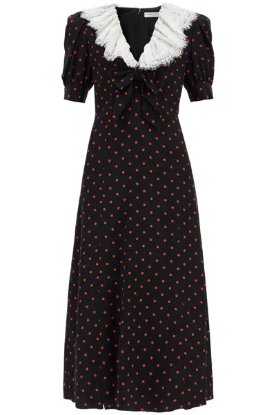 Alessandra Rich 'polka Dot Silk Midi Dress' In Multi