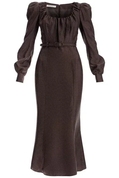 Alessandra Rich Brown Silk Twill Long Dress