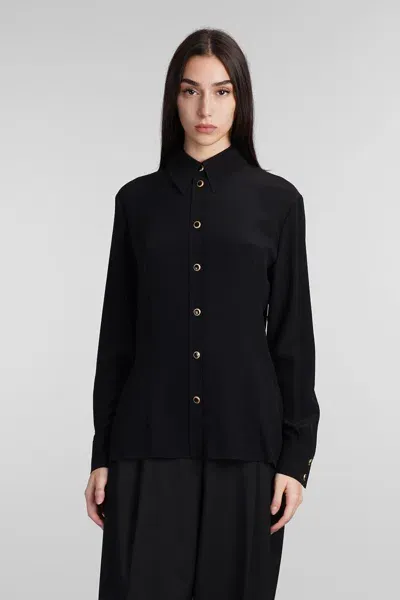 Alessandra Rich Silk-crepe Shirt In Black