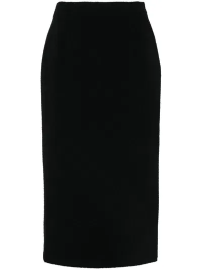 Alessandra Rich Tweed Bouclé Midi Skirt In Black