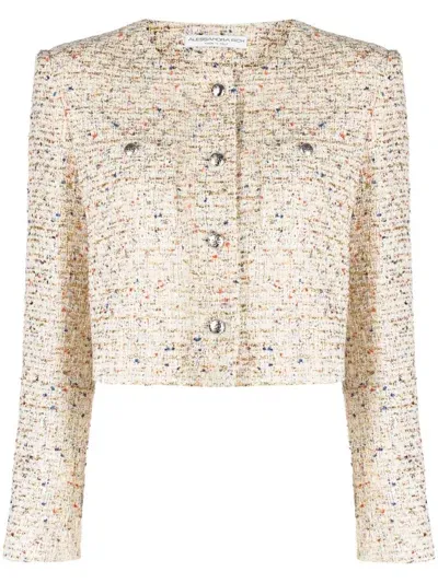 Alessandra Rich Kurze Tweed-jacke In Beige