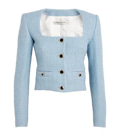 Alessandra Rich Tweed Sequin-embellished Jacket In Blue