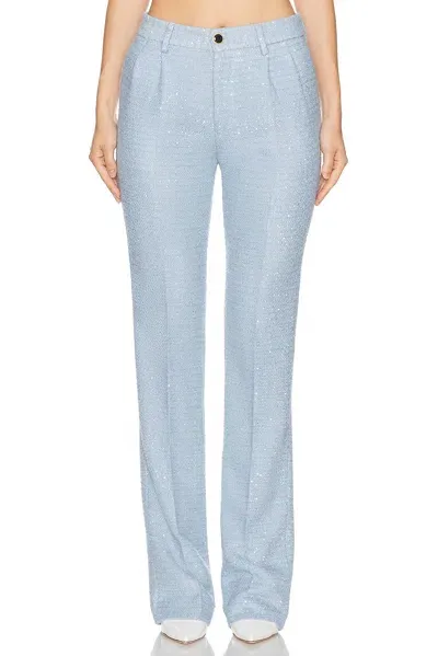 Alessandra Rich Tweed Trouser In Light Blue