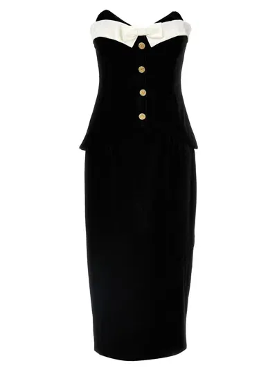 Alessandra Rich Velvet Bow Dress In Black