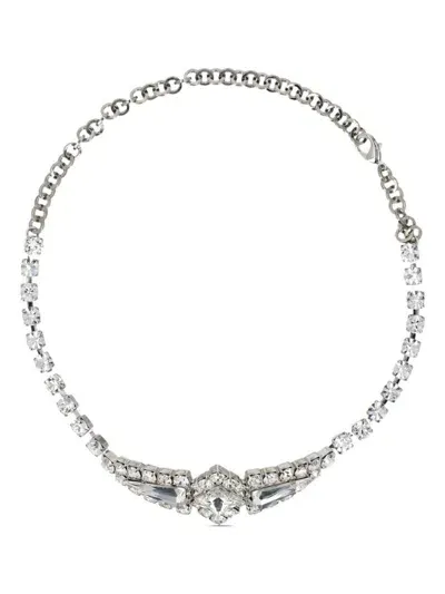 Alessandra Rich Women Crystal Choker In Silver