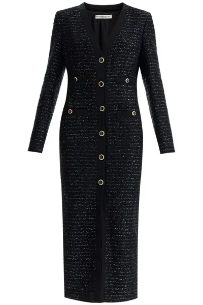 Alessandra Rich Women's Midi Tweed Dress With Sequins In Black