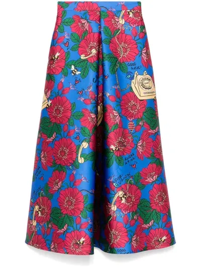 Alessandro Enriquez Cmlove-print Skirt In Red